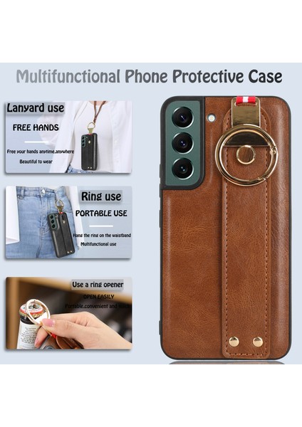 Samsung Galaxy S22 5g Kılıf Ayarlanabilir Bileklik Kickstand Döngü Pu Deri Bilek Kayışı (Yurt Dışından) modelleri