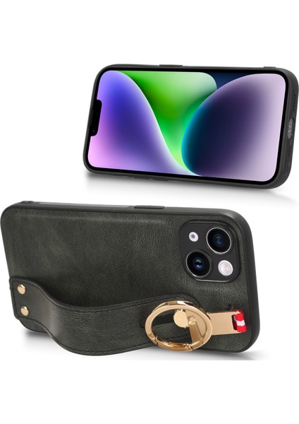 iPhone 12 Mini Kılıf Ayarlanabilir Bileklik Kickstand Döngü Pu Deri Bilek Kayışı (Yurt Dışından)
