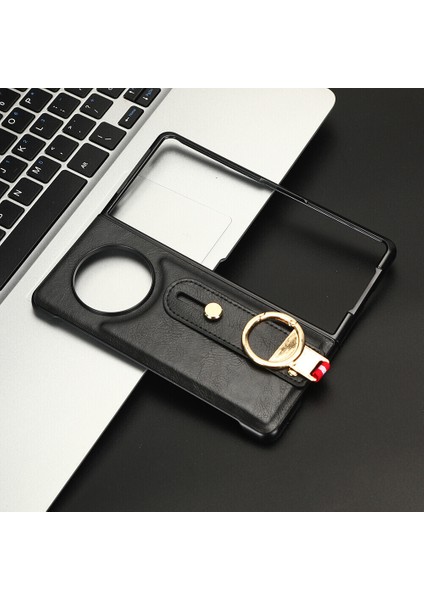 Tecno Phantom V Fold Kılıf Ayarlanabilir Bileklik Kickstand Döngü Pu Deri Bilek Kayışı (Yurt Dışından)