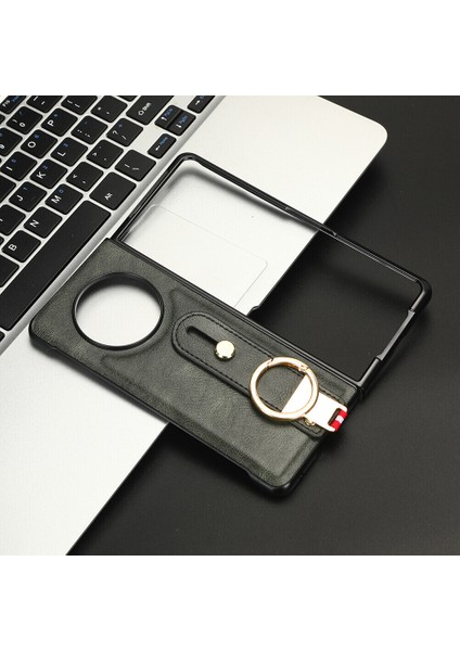 Tecno Phantom V Fold Kılıf Ayarlanabilir Bileklik Kickstand Döngü Pu Deri Bilek Kayışı (Yurt Dışından)