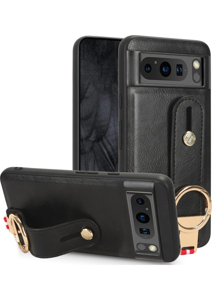 Google Pixel 8 Pro 5g Kılıf Ayarlanabilir Bileklik Kickstand Döngü Pu Deri Bilek Kayışı (Yurt Dışından)