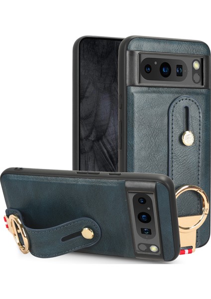 Google Pixel 8 Pro 5g Kılıf Ayarlanabilir Bileklik Kickstand Döngü Pu Deri Bilek Kayışı (Yurt Dışından)