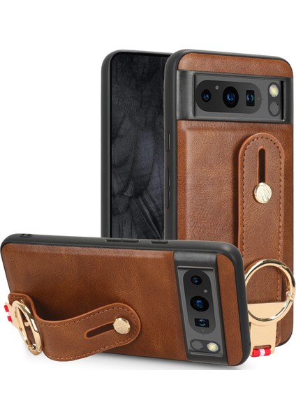 Google Pixel 8 Pro 5g Kılıf Ayarlanabilir Bileklik Kickstand Döngü Pu Deri Bilek Kayışı (Yurt Dışından)