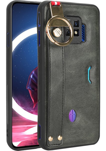 Zte Nubia Red Magic 7 Pro Kılıf Ayarlanabilir Bileklik Kickstand Döngü Pu Deri Bilek Kayışı (Yurt Dışından)