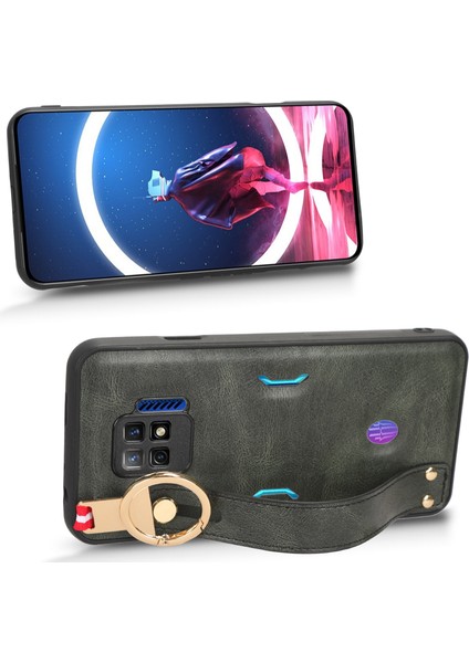 Zte Nubia Red Magic 7 Pro Kılıf Ayarlanabilir Bileklik Kickstand Döngü Pu Deri Bilek Kayışı (Yurt Dışından)