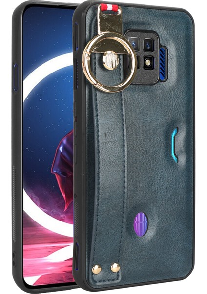 Zte Nubia Red Magic 7 Pro Kılıf Ayarlanabilir Bileklik Kickstand Döngü Pu Deri Bilek Kayışı (Yurt Dışından)