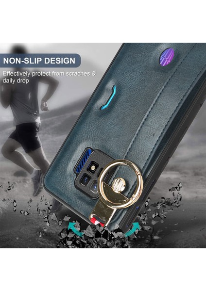 Zte Nubia Red Magic 7 Pro Kılıf Ayarlanabilir Bileklik Kickstand Döngü Pu Deri Bilek Kayışı (Yurt Dışından)