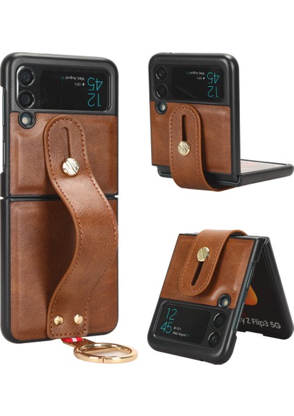 Samsung Galaxy Z Flip 3 5g Kılıf Ayarlanabilir Bileklik Kickstand Döngü Pu Deri Bilek Kayışı (Yurt Dışından) fiyatları