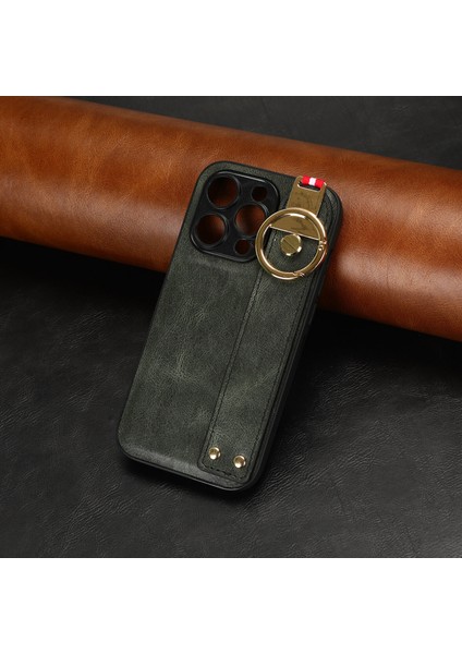 iPhone 14 Pro Max Kılıf Ayarlanabilir Bileklik Kickstand Döngü Pu Deri Bilek Kayışı (Yurt Dışından)