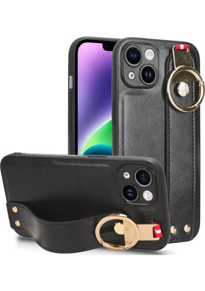 iPhone 13 Mini Kılıf Ayarlanabilir Bileklik Kickstand Döngü Pu Deri Bilek Kayışı (Yurt Dışından)