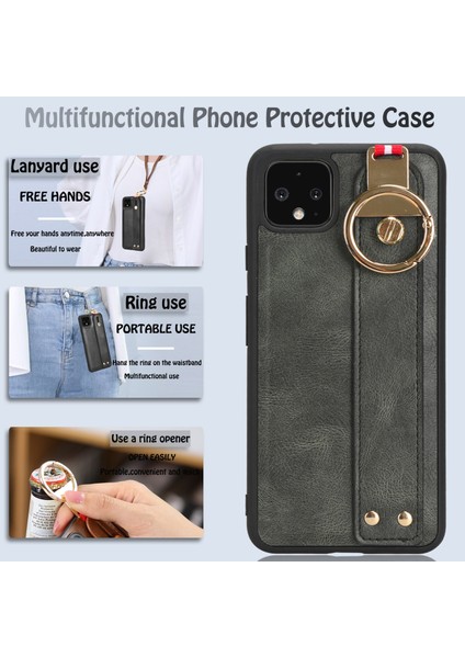 Google Pixel 4xl Kılıf Ayarlanabilir Bileklik Kickstand Döngü Pu Deri Bilek Kayışı (Yurt Dışından) modelleri