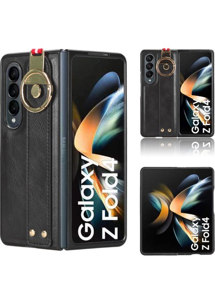 Samsung Galaxy Z Fold 4 5g Kılıf Ayarlanabilir Bileklik Kickstand Döngü Pu Deri Bilek Kayışı (Yurt Dışından)