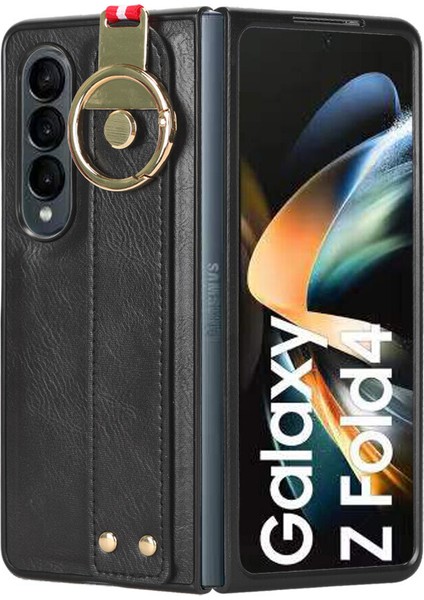Samsung Galaxy Z Fold 4 5g Kılıf Ayarlanabilir Bileklik Kickstand Döngü Pu Deri Bilek Kayışı (Yurt Dışından)