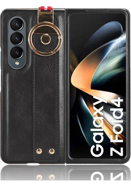 Samsung Galaxy Z Fold 4 5g Kılıf Ayarlanabilir Bileklik Kickstand Döngü Pu Deri Bilek Kayışı (Yurt Dışından)