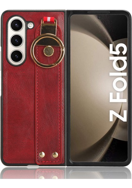 Samsung Galaxy Z Fold 5 5g Kılıf Ayarlanabilir Bileklik Kickstand Döngü Pu Deri Bilek Kayışı (Yurt Dışından)