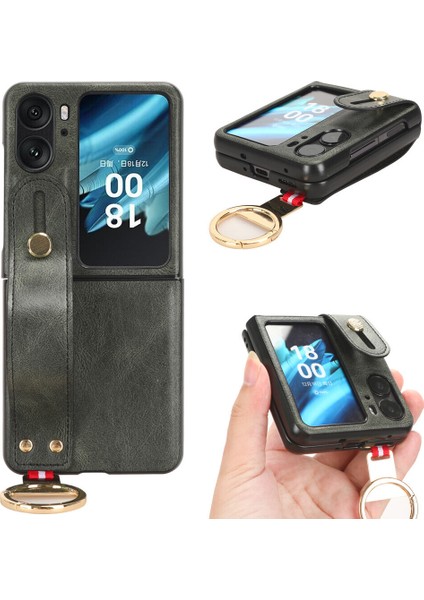 Oppo Fınd N2 Flıp 5g Kılıf Ayarlanabilir Bileklik Kickstand Döngü Pu Deri Bilek Kayışı (Yurt Dışından)