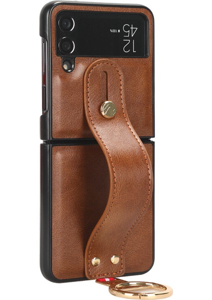 Samsung Galaxy Z Flip 4 5g Kılıf Ayarlanabilir Bileklik Kickstand Döngü Pu Deri Bilek Kayışı (Yurt Dışından)