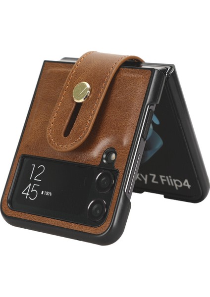 Samsung Galaxy Z Flip 4 5g Kılıf Ayarlanabilir Bileklik Kickstand Döngü Pu Deri Bilek Kayışı (Yurt Dışından)