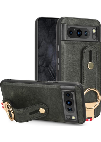 Google Pixel 8 5g Kılıf Ayarlanabilir Bileklik Kickstand Döngü Pu Deri Bilek Kayışı (Yurt Dışından)