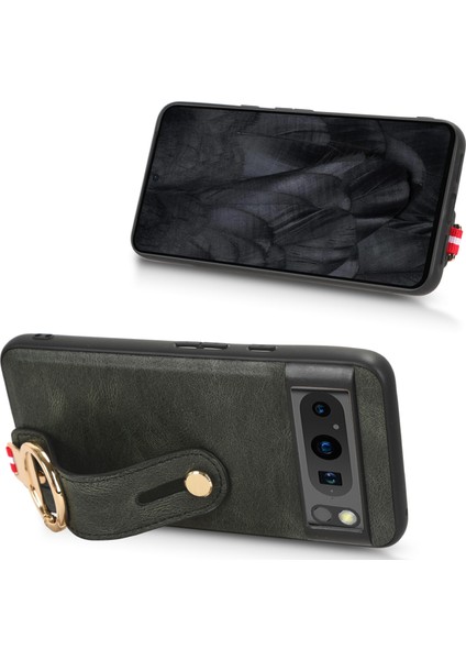 Google Pixel 8 5g Kılıf Ayarlanabilir Bileklik Kickstand Döngü Pu Deri Bilek Kayışı (Yurt Dışından)
