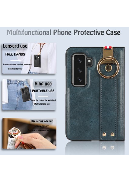 Microsoft Surface Duo 2 Kılıf Ayarlanabilir Bileklik Kickstand Döngü Pu Deri Bilek Kayışı (Yurt Dışından) modelleri