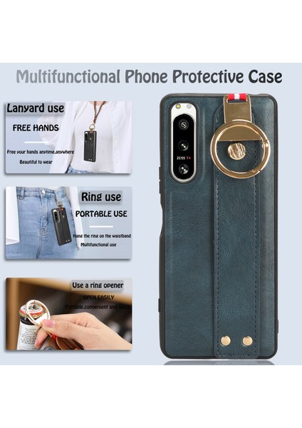 Sony Xperia 5 Iv Kılıf Ayarlanabilir Bileklik Kickstand Döngü Pu Deri Bilek Kayışı (Yurt Dışından) modelleri