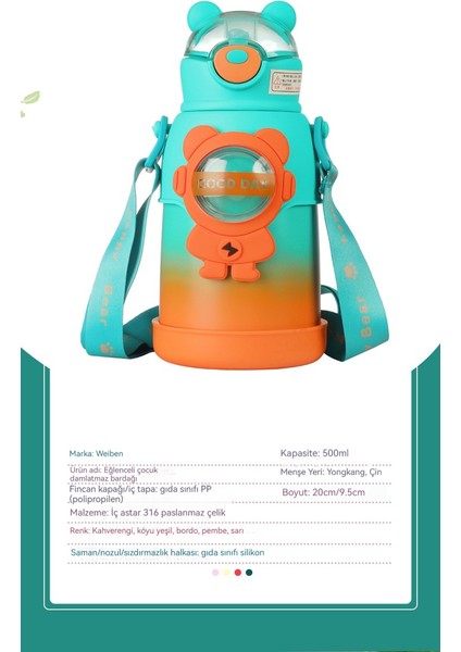 Astronot Çocuk Termos Pipetli Bardak (Yurt Dışından) fiyatları