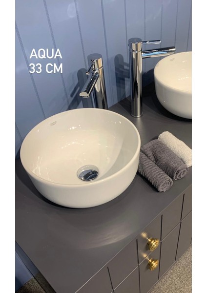 Turkuaz Seramik Cerastyle Aqua 33 cm Tezgah Ustu Canak Mini Lavabo