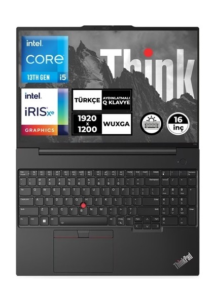 Thinkpad E16 Gen 1 Intel Core I5-1335U 16GB 512 GB SSD 16 Wuxga Windows 11 Pro Taşınabilir Bilgisayar (3 Yıl Yerinde Garanti)