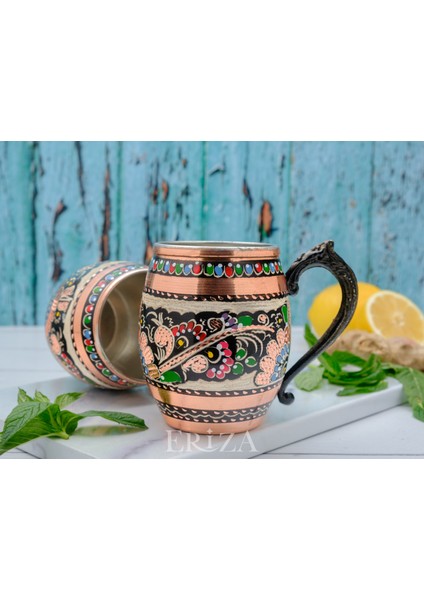 50 cc Işlemeli Kalaylı Kalın Bakır Bira Kokteyl Ayran Bardağı, Kadehi, 4'lü Set modelleri