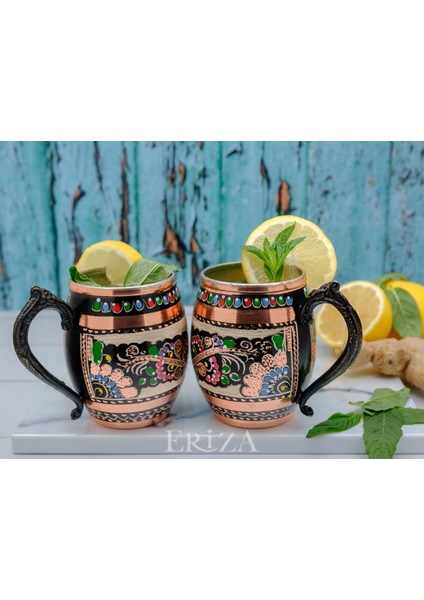 50 cc Işlemeli Kalaylı Kalın Bakır Bira Kokteyl Ayran Bardağı, Kadehi, 6'lı Set fiyatları