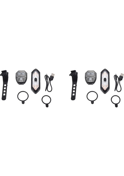 2x Bisiklet Dönüş Sinyalleri Uzaktan Kumanda Bisiklet Yön Göstergesi LED Arka Işık USB Şarj Edilebilir Bisiklet Arka Lambası (Yurt Dışından)