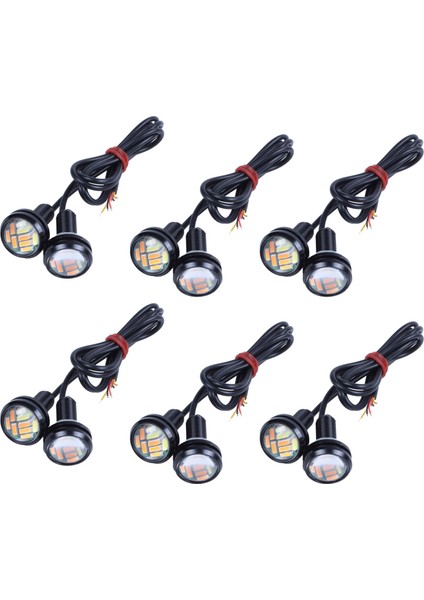 12 Adet 12V 23MM Çift Renkli Switchback 4014 12 LED Drl Kartal Göz Gündüz Işığı (Yurt Dışından)