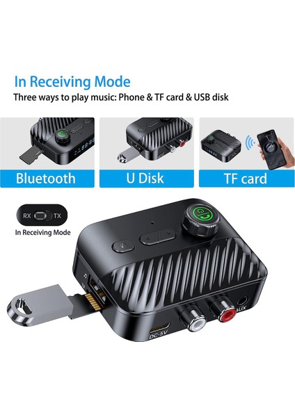 Bluetooth 5.3 Verici Alıcı Stereo LED Ekran 3.5 mm Aux Rca Kablosuz Handsfree Müzik Ses Adaptörü Tv Araba Için (Yurt Dışından) modelleri