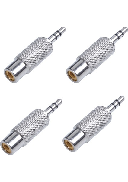 4x, 3,5 mm Stereo Erkek - Rca Mono Dişi Ses Adaptörü, Gümüş (Yurt Dışından)