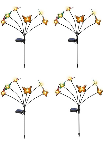 4pcs Güneş Enerjili Bahçe Işıkları Güneş Sallanan Işık, Rüzgar Tarafından 6led Sallanma, Bahçe Veranda Dekorasyonu Için Dış Mekan Işıkları Sıcak Beyaz (Yurt Dışından)