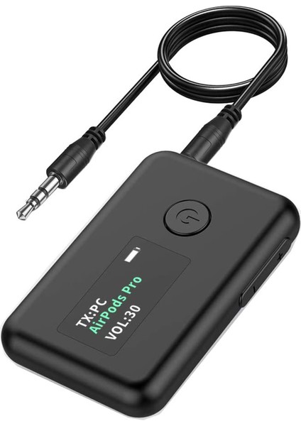 OLED Ekranlı Bluetooth 5.0 Verici ve Alıcı, 2'si 1 Arada Kablosuz 3,5 mm Bluetooth Adaptörü, Düşük Gecikme (Yurt Dışından)