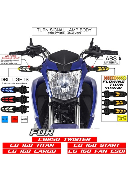 Motosiklet LED Sinyal Işık Gündüz Farları Çift Akan Sarı + Kırmızı Flaşör Göstergesi CG160 CB250 (Yurt Dışından) modelleri