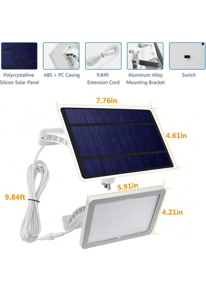 48 LED Güneş Işıkları Dış Mekan Güneş Enerjili Sundurma Işıkları Bahçe Lambası Ahır Garaj Duvar Yard Için Su Geçirmez Aydınlatma -Beyaz (Yurt Dışından) modelleri