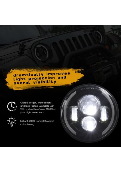 Inç Melek Gözü 150W LED Far 6000K Hi/lo Işın Halo Kafa Işık Lambası Amber Drl IP67 Su Geçirmez (Yurt Dışından)