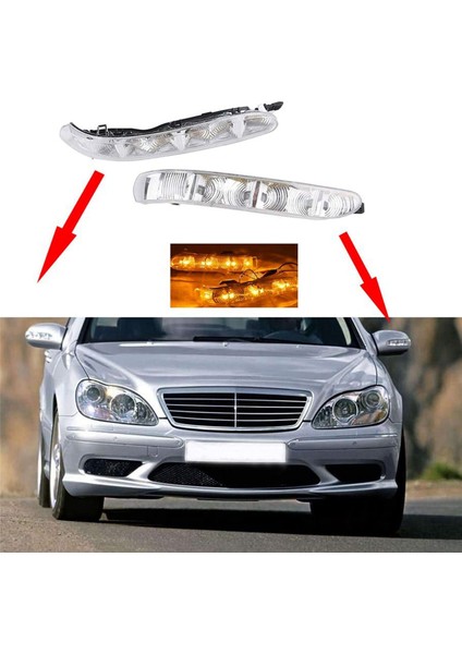 2x Araba Yan Ayna Dönüş Sinyal Işığı Flaşör LAMBASI-W220 W215 S Sınıfı CL500 S500 S600 2003-2006 (Yurt Dışından)