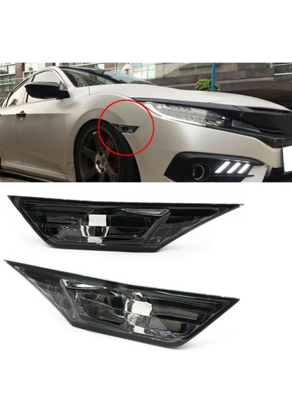 2016-19 Jdm Için Led'li 2x Duman Renkli Lens Yan Işaret Lambası Işığı (Yurt Dışından)