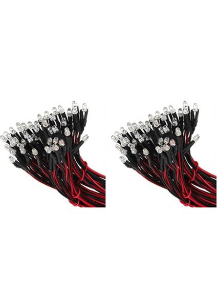 20 Adet 12V 20CM LED Ön Kablolu 3mm Kırmızı (Yurt Dışından)