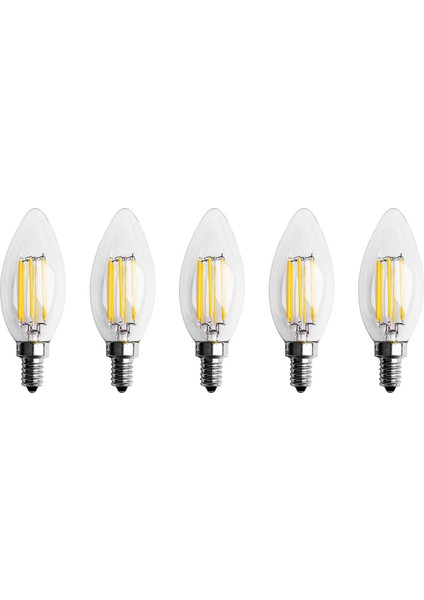 5x Kısılabilir E12 6W Cob Mum Alev Filament LED Ampul Lamba 10 x 3.5cm (Yurt Dışından)
