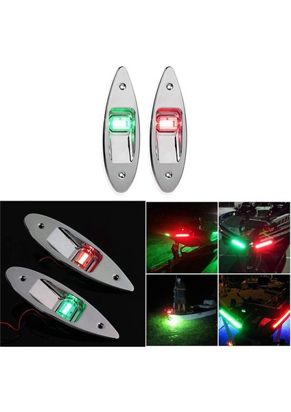 LED Kırmızı + Yeşil Gömme Montajlı Tekne Rv LED Yan Navigasyon Işıkları Paslanmaz Çelik Su Geçirmez Tekne Yan Montaj Işığı (Yurt Dışından)