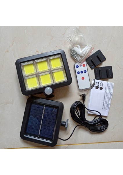 120LED Cob 3 Mod Güneş Enerjili Hareket Sensörü Duvar Lambası Uzaktan Kumanda Açık Su Geçirmez Bahçe Avlu Sundurma Driveway Lambası (Yurt Dışından)