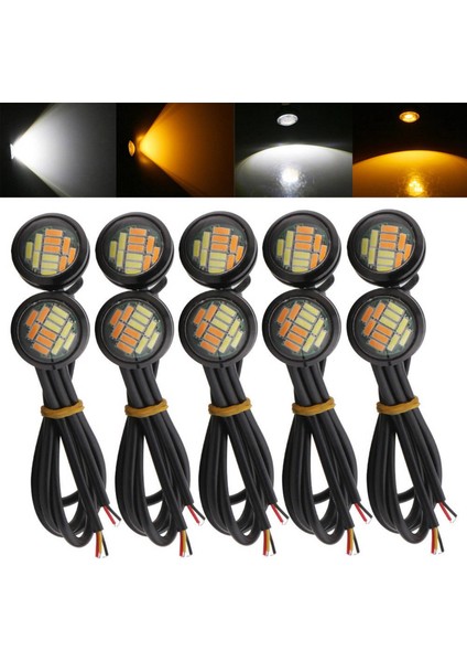 20 Adet 12V 23MM Çift Renkli Switchback 4014 Smd 12 LED Drl Kartal Göz Gündüz Işığı Araba Motor Dönüş Işıkları (Yurt Dışından)