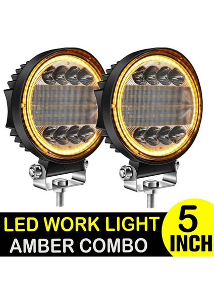 4x 5 Inç LED Çalışma Işığı Combo Spot Taşkın Off Road Sürüş Amber Sis Lambası (Yurt Dışından)