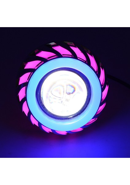 2x 12V Motosiklet Kafa Işık Projektör Lens Işığı LED Melek Şeytan Gözler Far 30W 1200LM 200000H (Pembe ve Mavi) (Yurt Dışından)