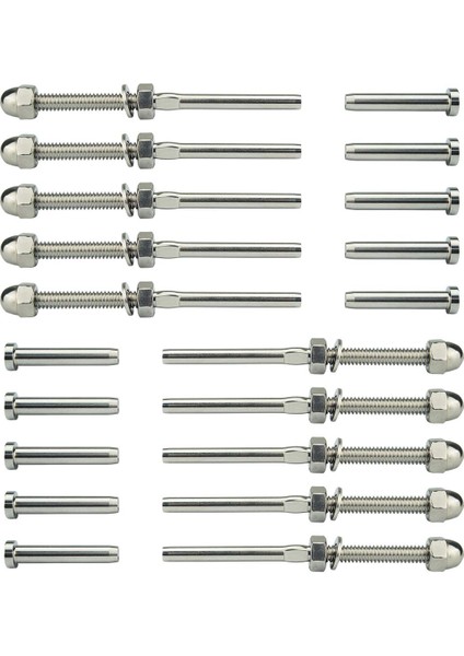 Dişli Cıvata ve Pedal Bilyalı Kablo Korkuluk Kiti Uç Bağlantısı 0.32 Cm, T316 Deniz Sınıfı Paslanmaz Çelik Merdiven Basamağı Raylı Ahşap Sütun Bölme Donanım Sistemi (Yurt Dışından)